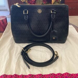 Pre-loved Tory Burch Perforated Saffiano Leather Tote - Black!